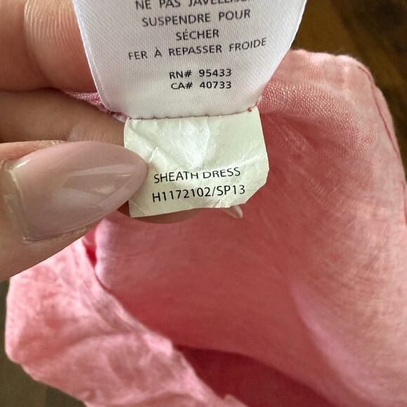 Horny Toad Linen Sheath Dress Sleeveless Beachy Boho Casual Lightweight Pink SzL - Picture 3 of 7